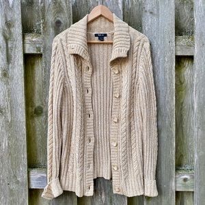 Cable Knit collar neck button down sweater
